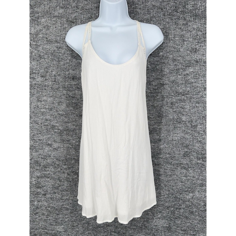 Lush Dress Womens S White Crochet Lace Racerback Swing Trapeze Sundress LD41345